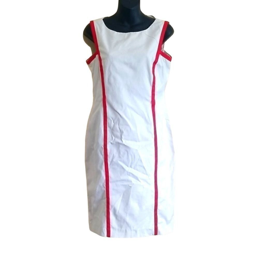Liz Claiborne Women's White and Red Sleeveless Dress Sz 4